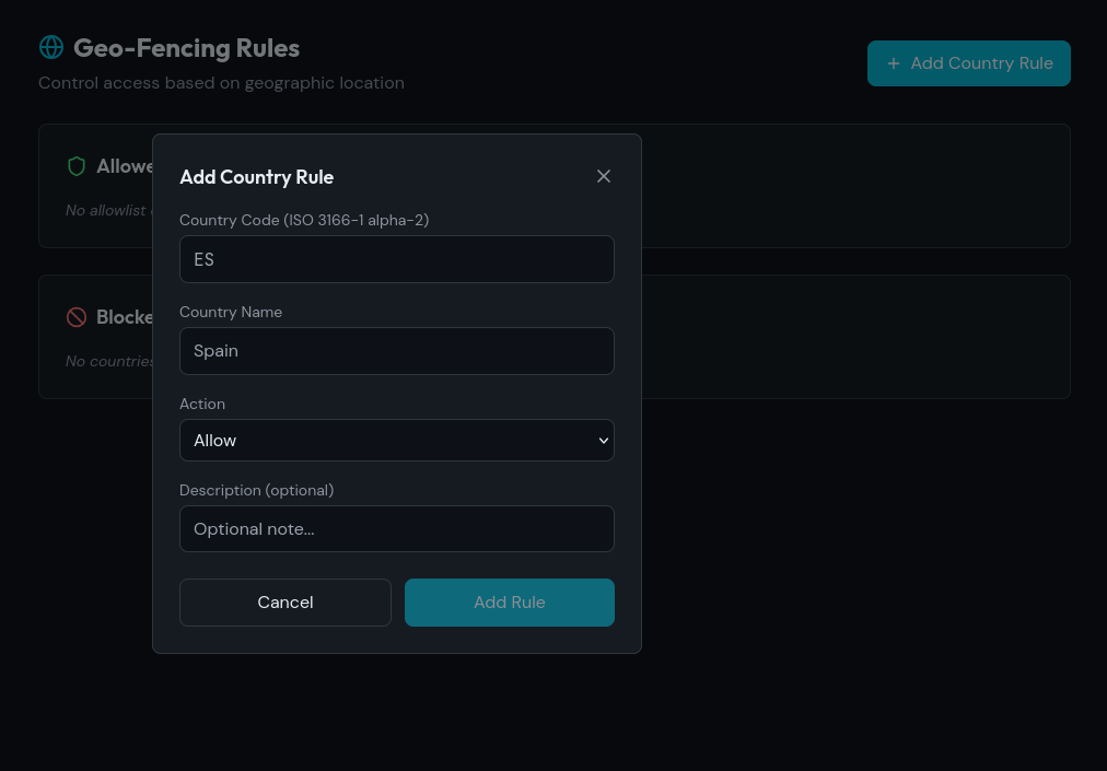 Reglas de geo-fencing